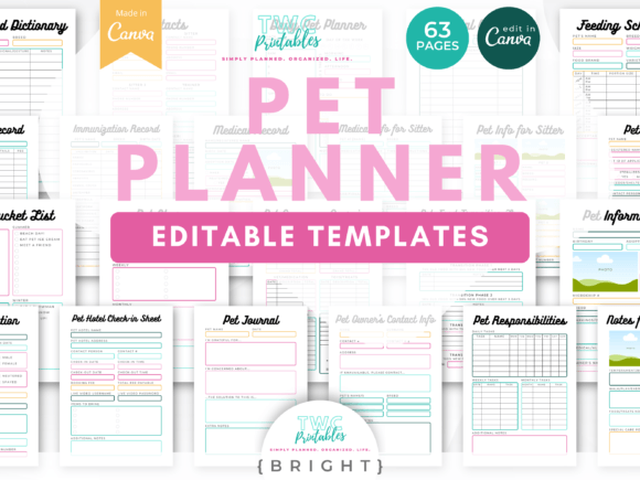 Download Pet Planner Canva Templates | BRIGHT - Premium Resources